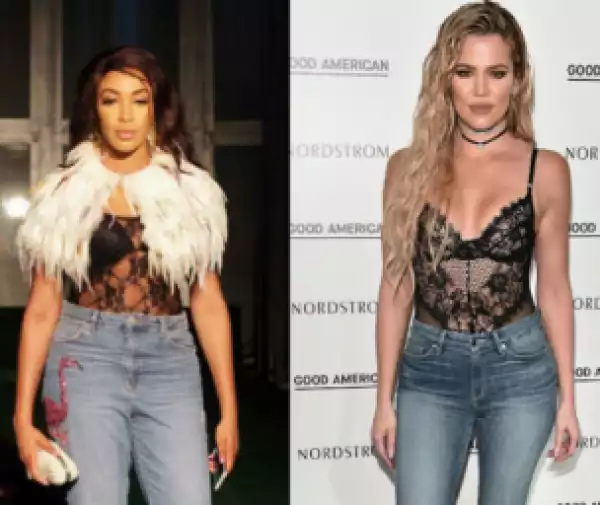 Who wore this sheer lace top and jeans look better......Dabota Lawson or Khloe Kardashian?